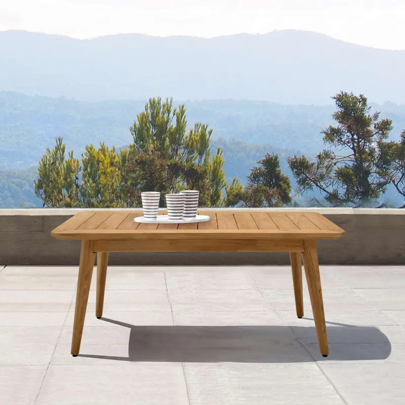 Eve Outdoor Rectangular Teak Wood Coffee Table By Armen Living