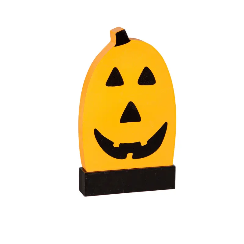 Evergreen Gifts,5.5" Wood Halloween Tabletop Decor in wood tray,11x4.3x5.45 Inches