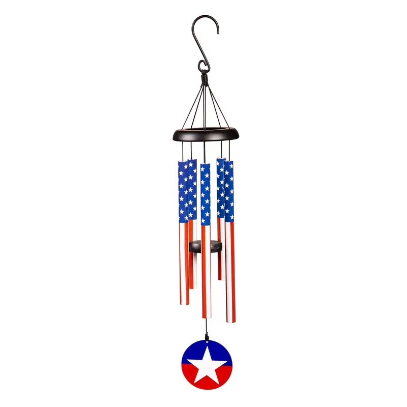 Evergreen Wind,27" H Printed Hand Tuned Wind Chime, Americana,5.12x5.12x27 Inches
