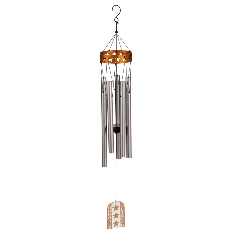 Evergreen Wind,30" H Memorial Veterans Windchime,4.25x4.25x30 Inches