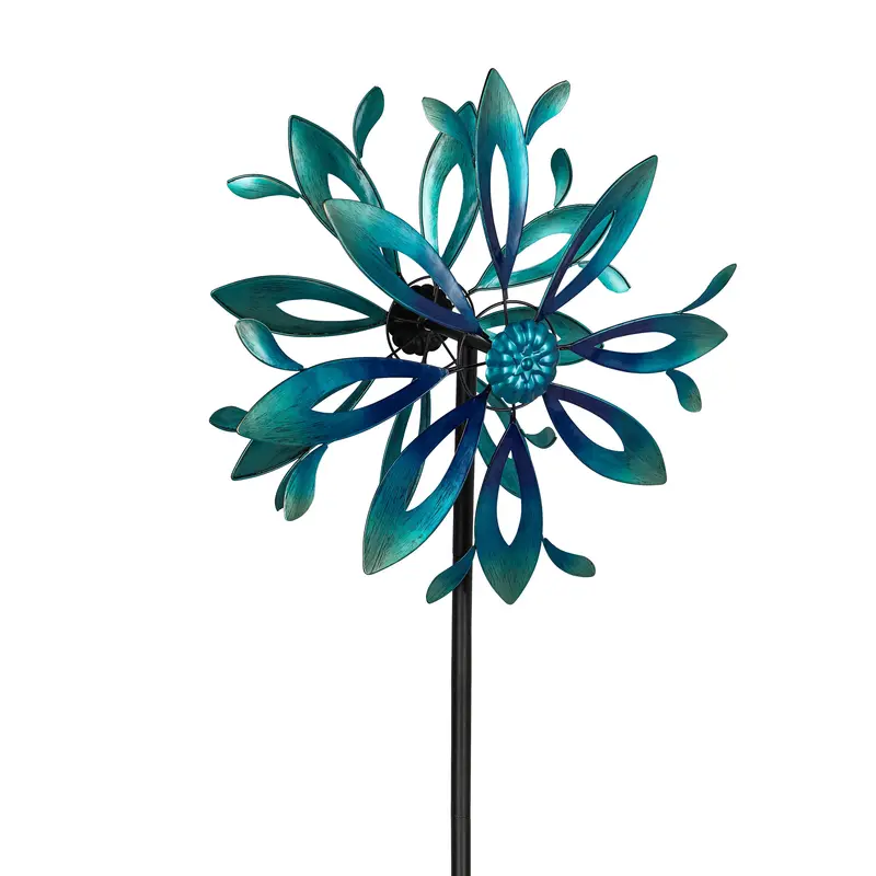Evergreen Wind,75" Blue Ombre Flower Spinner,24x10.25x75 Inches