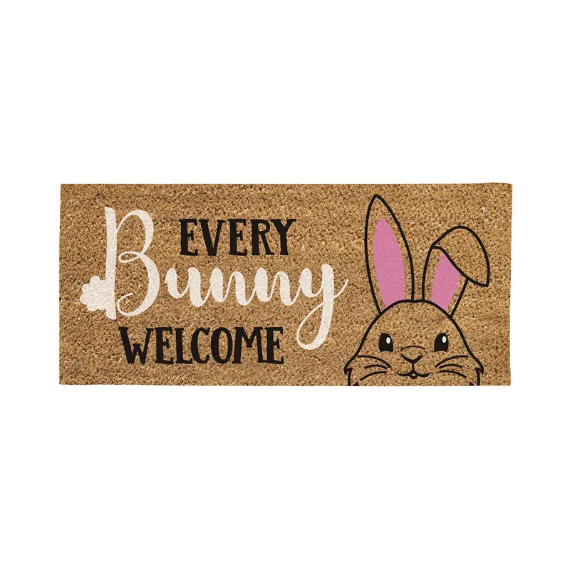 Every Bunny Welcome Flocked Sassafras Coir Switch Mat,2rmc1278lm