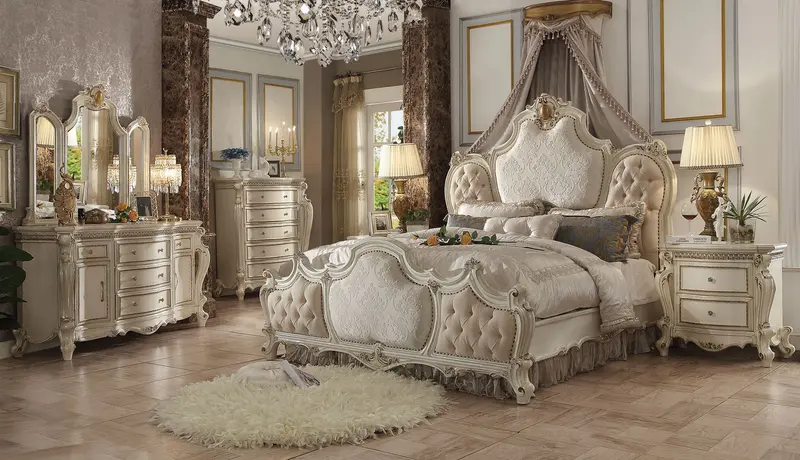 Fabric Antique Pearl Wood Poly Resin Upholstery Eastern King Bed By Homeroots