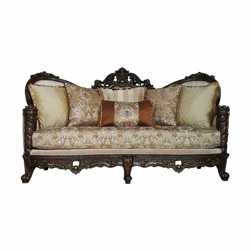 Fabric Dark Walnut Upholstery Wood LegTrim Sofa w Pillows By Homeroots
