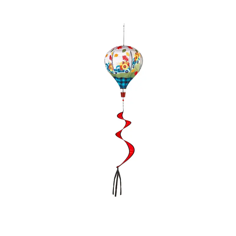 Fall Plaid Truck Animated Burlap Balloon Spinner