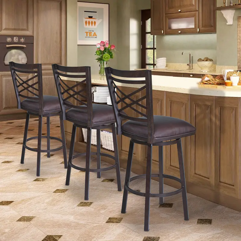 Fargo 30" Barstool in Auburn Bay finish with Brown Pu upholstery By Armen Living
