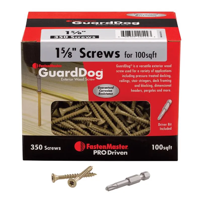 FastenMaster GuardDog No. 10 X 1-5/8 in. L Gold Phillips/Square Bugle Head Deck Screws 350 pk - Deal of The Week