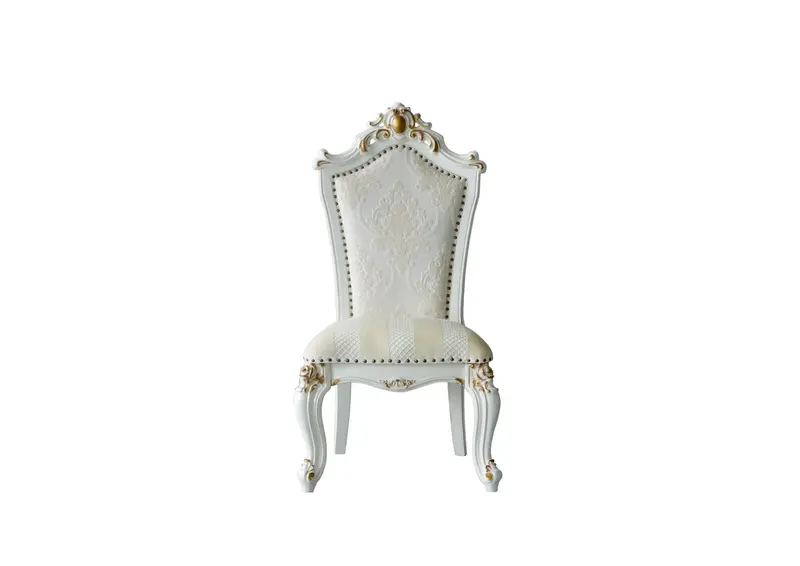 FauLeather Antique Pearl Wood Finish Seat Side Chair Set By Homeroots