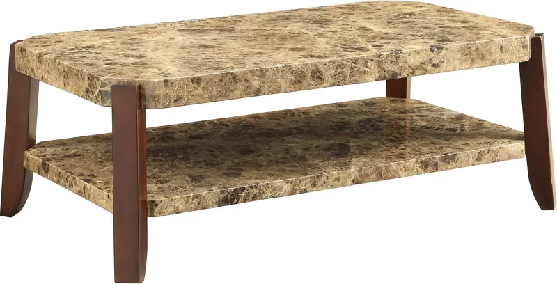 FauMarble And Brown Coffee Table By Homeroots