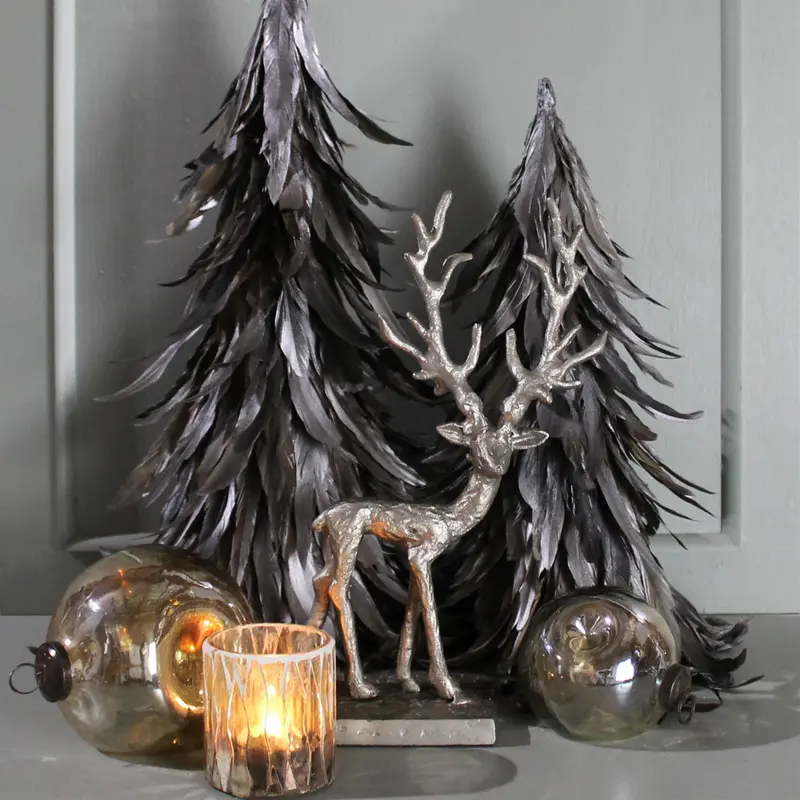 Feather Tree, Silver - Small Set Of 2 By HomArt