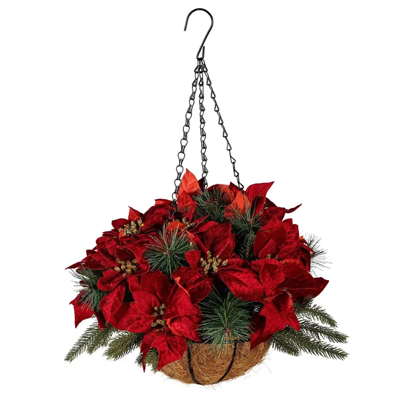 Feels Like The Holidays Hanging Décor Artificial Basket, 12"H