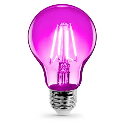 Feit A19 E26 (Medium) Filament LED Bulb Pink 30 Watt Equivalence 1 pk - Open Box