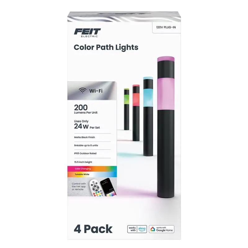 Feit Black Plug In/Remote 6 W LED Pathway Light 4 pk