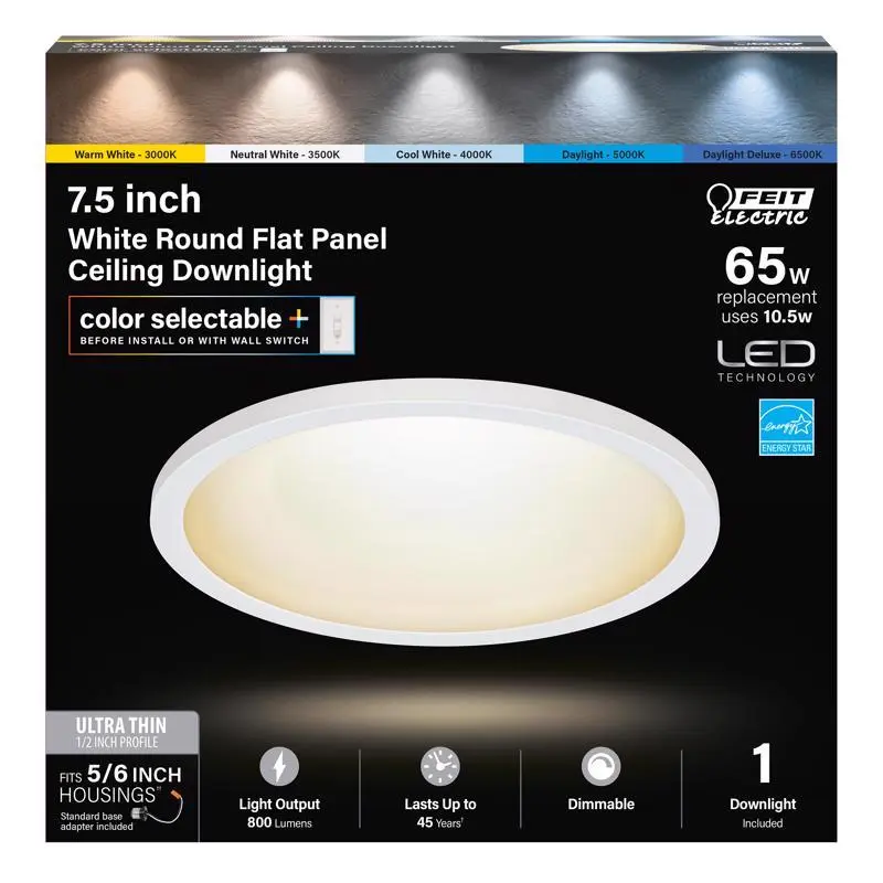 Feit EDGELIT Frost Warm White 7.5 in. W Aluminum LED Retrofit Recessed Lighting 10.5 W - Open Box