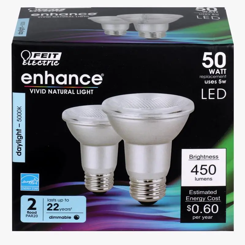 FEIT Electric Enhance PAR20 E26 (Medium) LED Bulb Daylight 50 Watt Equivalence 2 pk (Pack of 4) - Deal of The Week