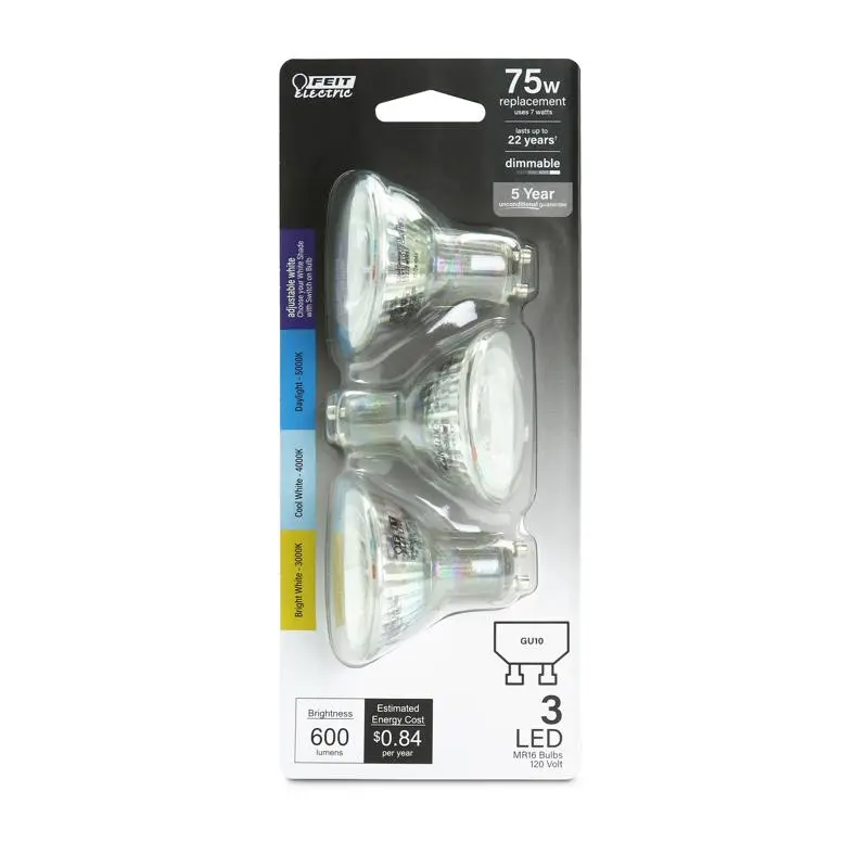 Feit Electric PAR16 GU10 LED Bulb Daylight 75 Watt Equivalence 1 pk (Pack of 6)