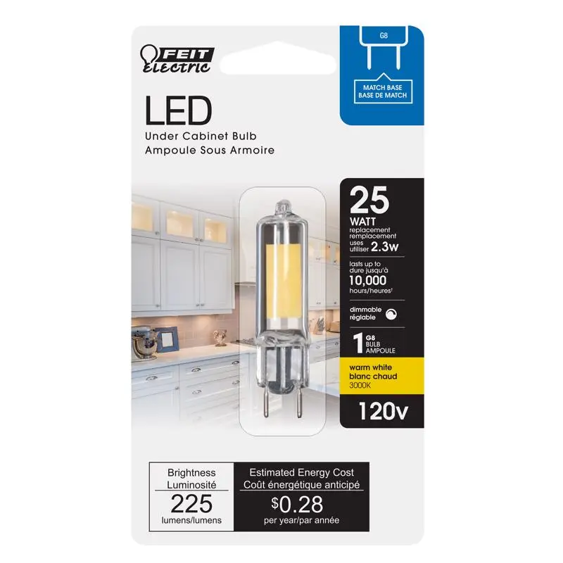 Feit Electric T4 G8 LED Bulb Warm White 25 Watt Equivalence 1 pk - Open Box