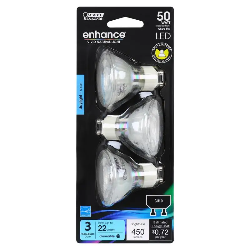 Feit Enhance MR16 GU10 LED Bulb Daylight 50 Watt Equivalence 3 pk - Deal of The Week