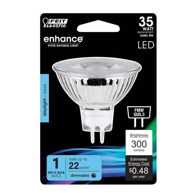 Feit Enhance MR16 GU5.3 LED Bulb Daylight 35 Watt Equivalence 1 pk - Open Box