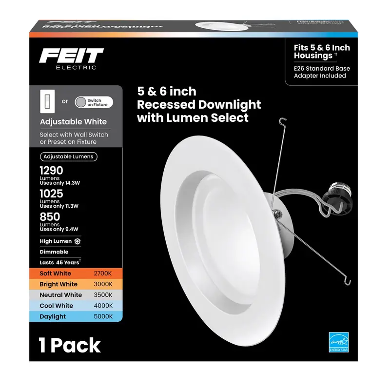 Feit Enhance White 7.4 in. W Aluminum LED Dimmable Recessed Downlight 14.3 W - Open Box