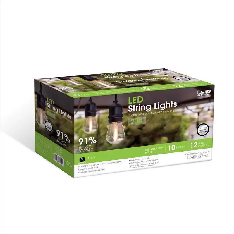 Feit LED Edison LED Light String Clear 20 ft. 10 lights - Deal of The Week