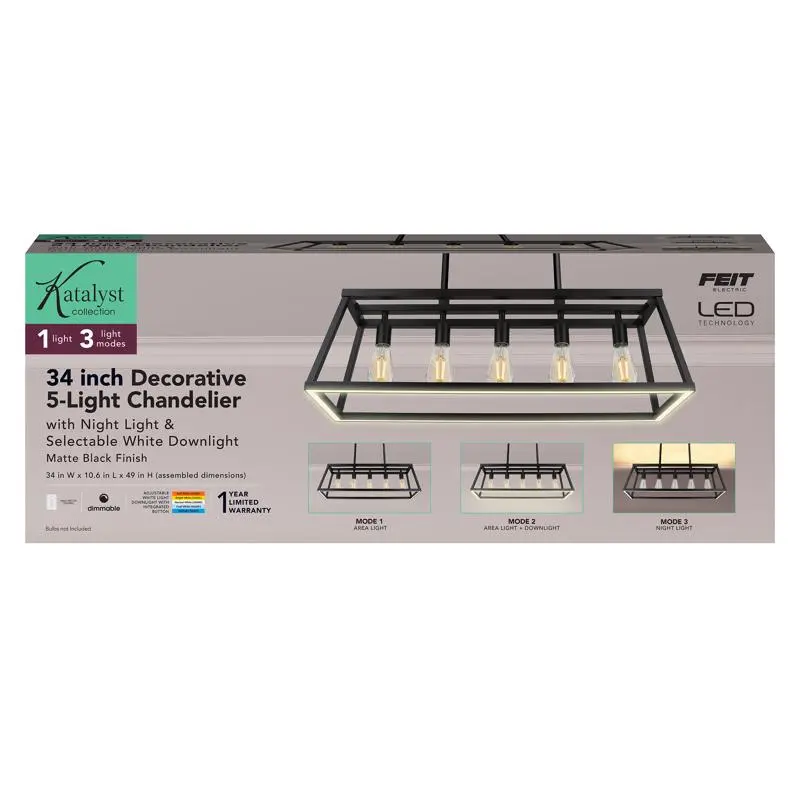 Feit Matte Black 5 lights Chandelier - Open Box