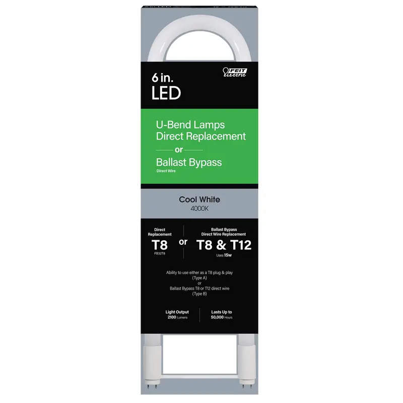 Feit Plug & Play T8 and T12 Cool White 22.5 in. G13 U-Bend LED Linear Lamp 32 Watt Equivalence 1 pk - Deal of The Week