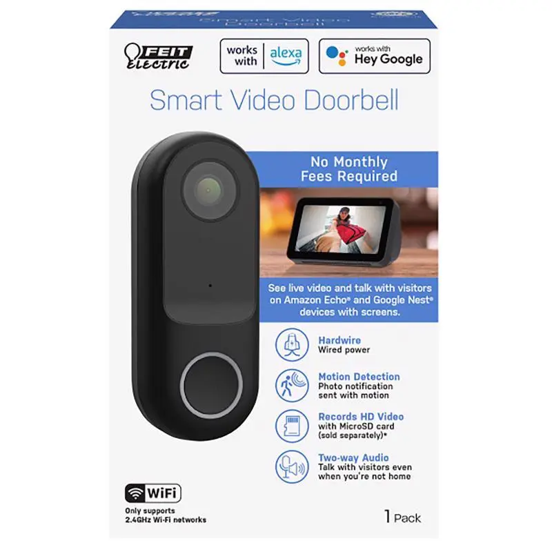 Feit Smart Home Black Plastic Wired Smart-Enabled Video Doorbell - Deal of The Week
