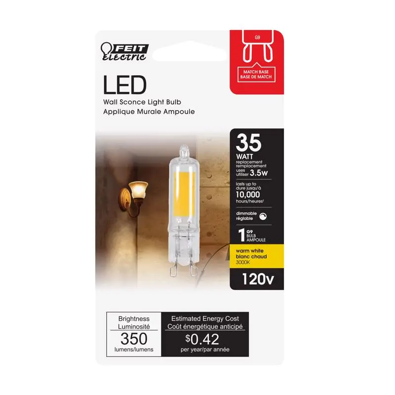 Feit T4 G9 LED Bulb Bright White 35 Watt Equivalence 1 pk - Open Box