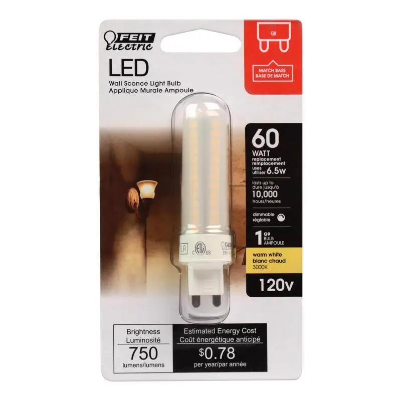 Feit T4 G9 LED Bulb Bright White 60 Watt Equivalence 1 pk - Open Box