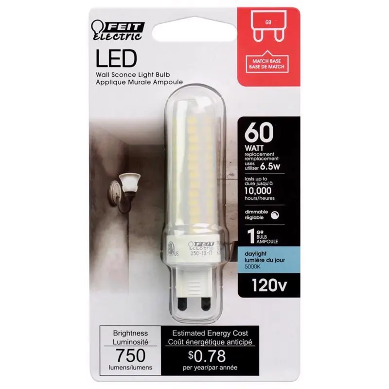 Feit T4 G9 LED Bulb Daylight 60 Watt Equivalence 1 pk - Open Box
