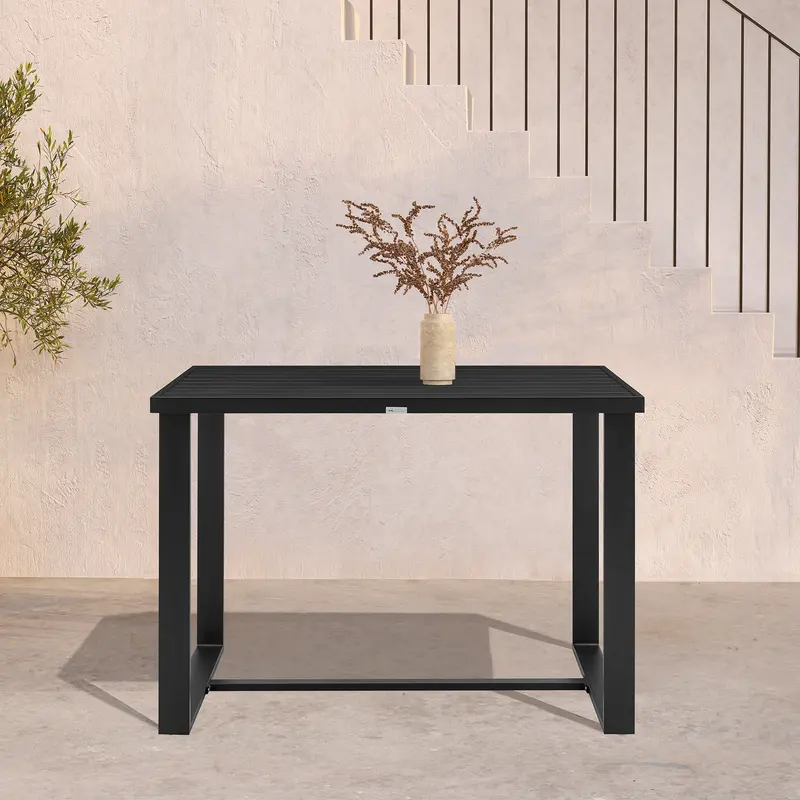 Felicia Outdoor Patio Bar Height Dining Table in Aluminum By Armen Living