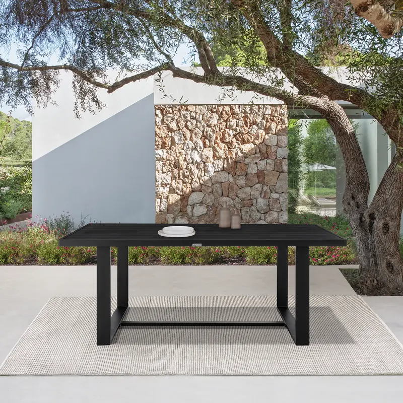Felicia Outdoor Patio Dining Table in Aluminum By Armen Living