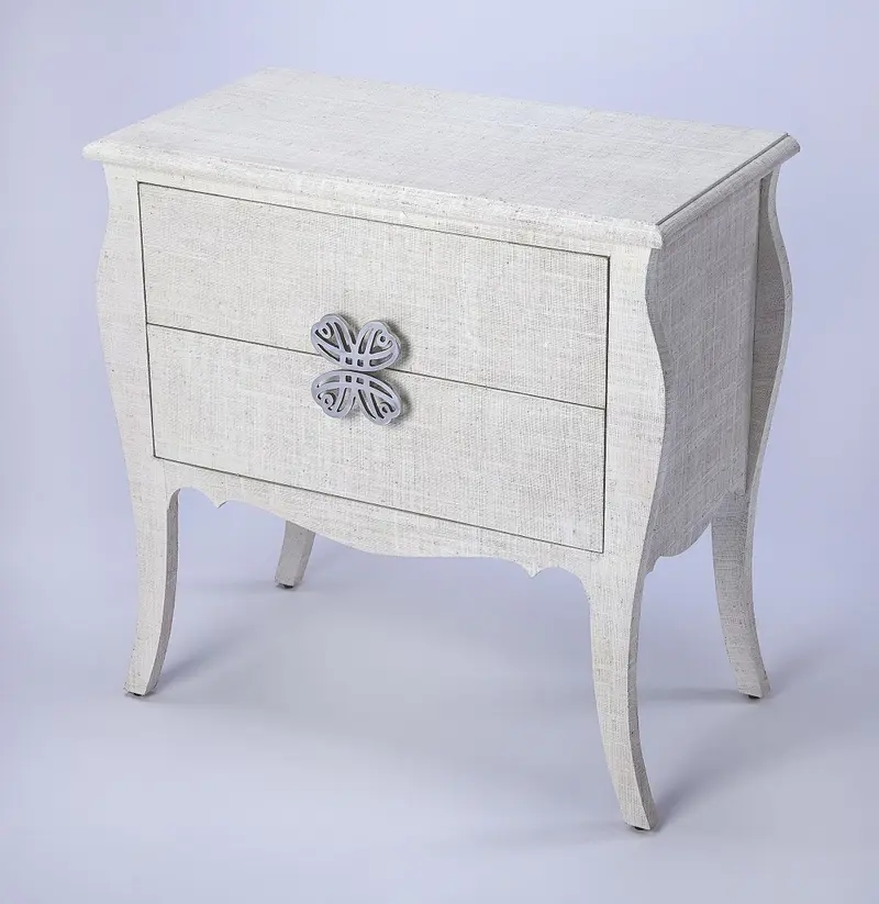 Felicia White Raffia Accent Chest By Homeroots