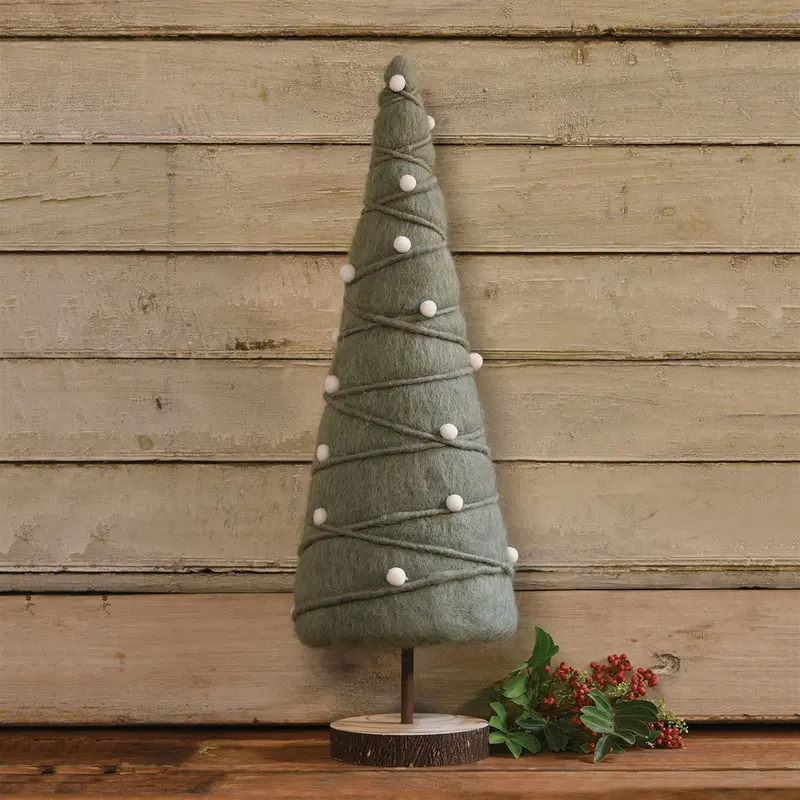 Felt Tree with White Balls - Large - White Set Of 4 By HomArt