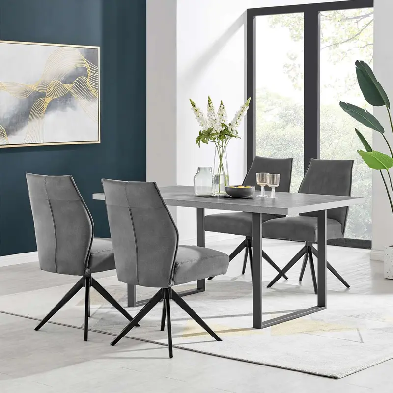 Fenton and Charcoal Monarch 5 Piece Modern Rectangular Dining Set By Armen Living