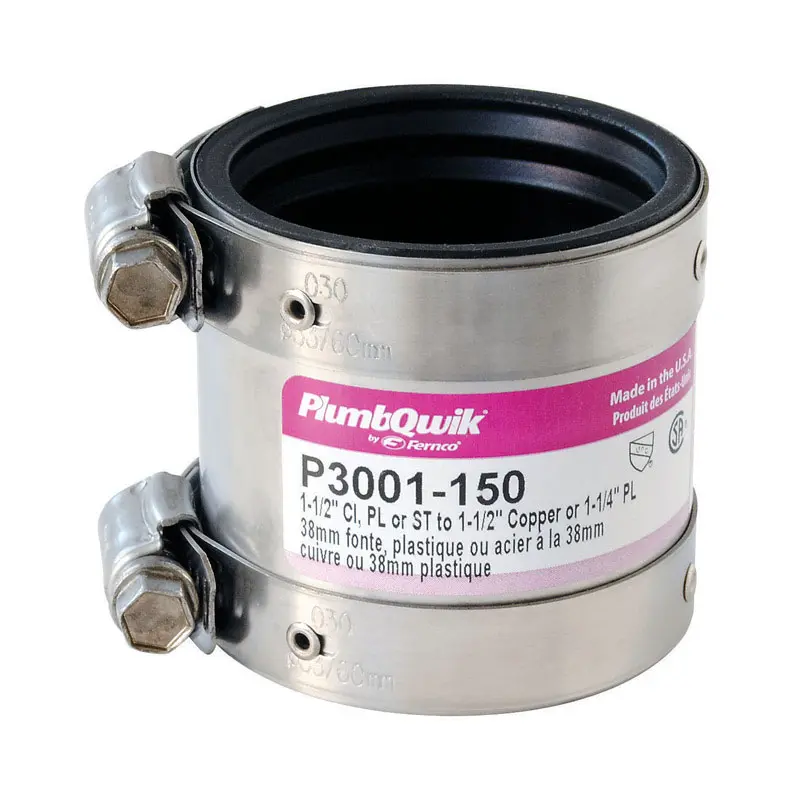 Fernco Proflex Schedule 40 1-1/2 in. Hub X 1-1/4 in. D Hub Neoprene Rubber Shielded Coupling 1 pk - Open Box