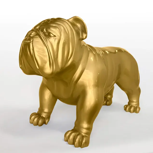 Fiberglass Bulldog Large Indore Sculpture, Gold By Gold Leaf Design Group