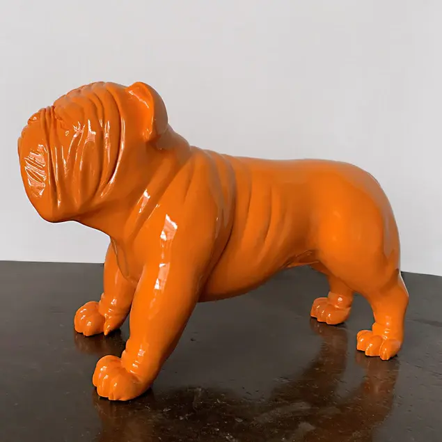 Fiberglass Bulldog MD Sculpture, Orange By Gold Leaf Design Group