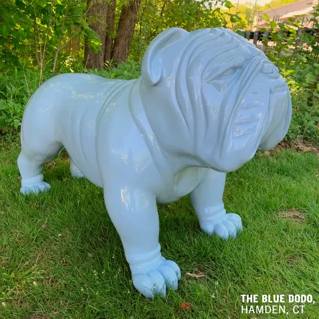 Fiberglass Bulldog MD Sculpture, Smoky By Gold Leaf Design Group