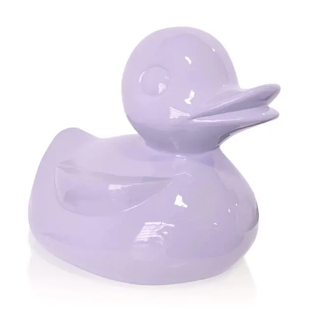 Fiberglass Duck Indore Sculpture, Lily Lavend By Gold Leaf Design Group