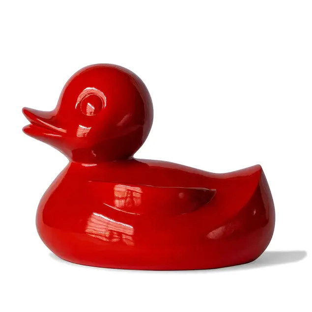 Fiberglass Duck Indore Sculpture, Red By Gold Leaf Design Group