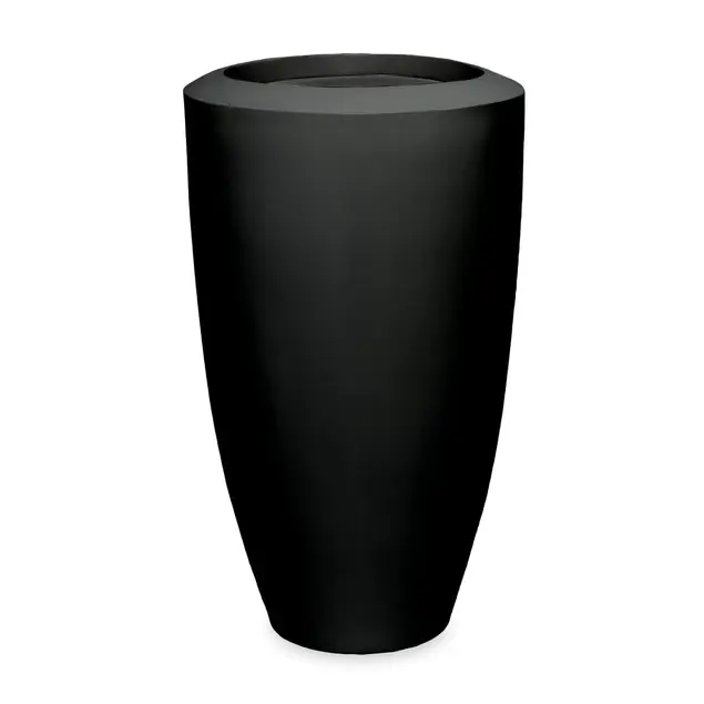 Fiberglass Large Barrel Planter, Black, Gloss By Gold Leaf Design Group
