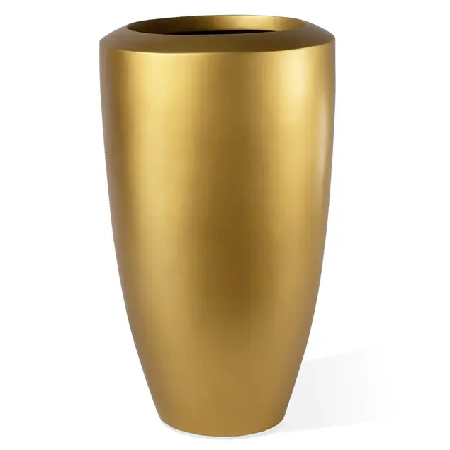 Fiberglass Large Barrel Planter, Gold, GL By Gold Leaf Design Group