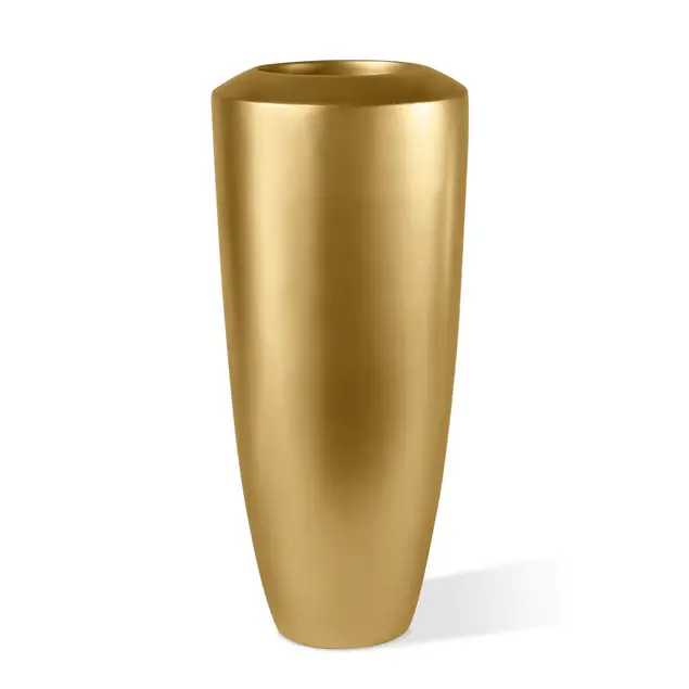 Fiberglass Small Barrel Planter, Gold, Sa By Gold Leaf Design Group