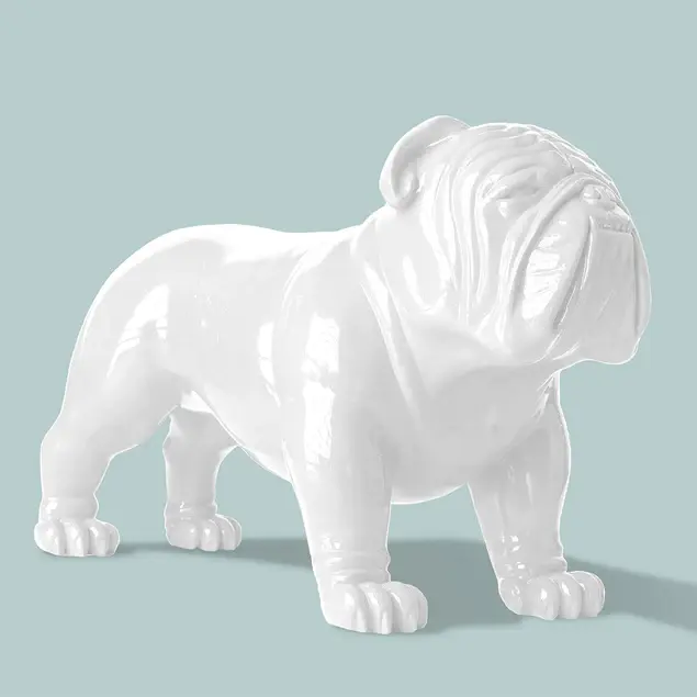 Fiberglass UV Bulldog MD Outdoor Sculpture, White By Gold Leaf Design Group