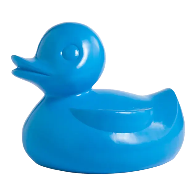 Fiberglass UV Duck Outdoor Sculpture, Blue By Gold Leaf Design Group