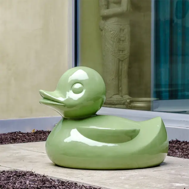 Fiberglass UV Duck Outdoor Sculpture, Dill Gre By Gold Leaf Design Group