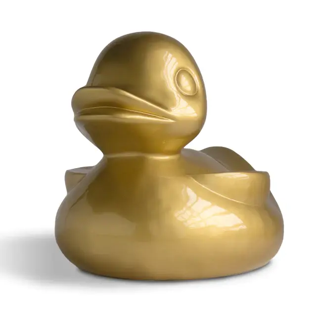Fiberglass UV Duck Outdoor Sculpture, GOLD PAI By Gold Leaf Design Group