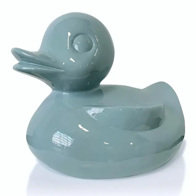 Fiberglass UV Duck Outdoor Sculpture, Smoky Blue By Gold Leaf Design Group